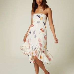 O’nell Carolina Floral Strapless Asymmetric Dress
